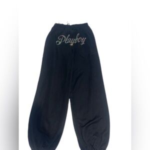 Missguided x Playboy
Rhinestone Wide Leg Sweatpants With Pearl Hem Detail
